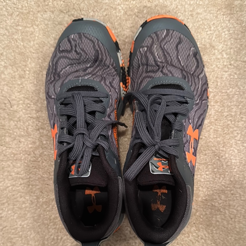 Under Armour Charcoal and Neon Orange Sneakers